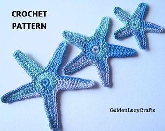 CROCHET PATTERN Sea Star Starfish Appliques Motif Sea Ocean