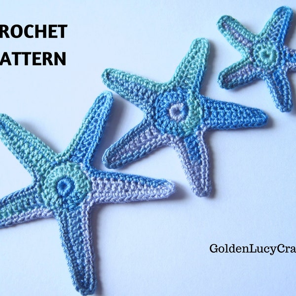 CROCHET PATTERN Sea Star Starfish Appliques Motif Sea Ocean