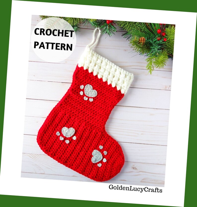 CROCHET PATTERN Dog Christmas Stocking Crochet for Pets Etsy