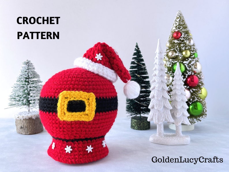 CROCHET PATTERN Santa Belly Snow Globe Amigurumi Toy image 1