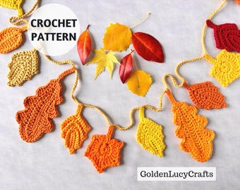 CROCHET PATTERN Fall Autumn Leaves Garland