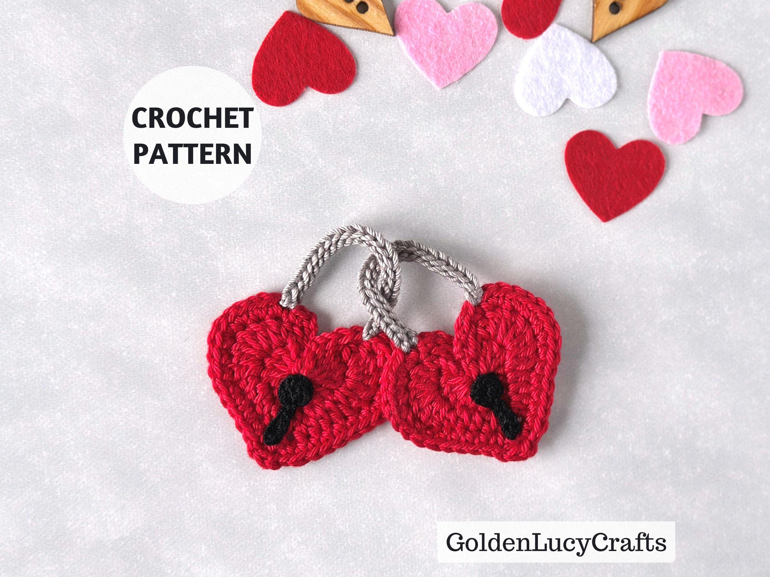 36 Crochet Birthday Gifts with Angels, Gnomes, Bouquets, and Keychains 35 Crochet Pattern Love Locks Applique Valentine's Day