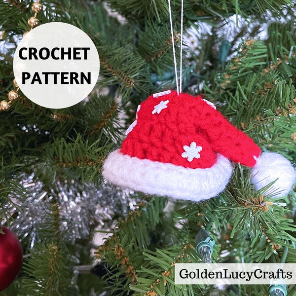 CROCHET PATTERN Mini Santa Hat Christmas Ornament