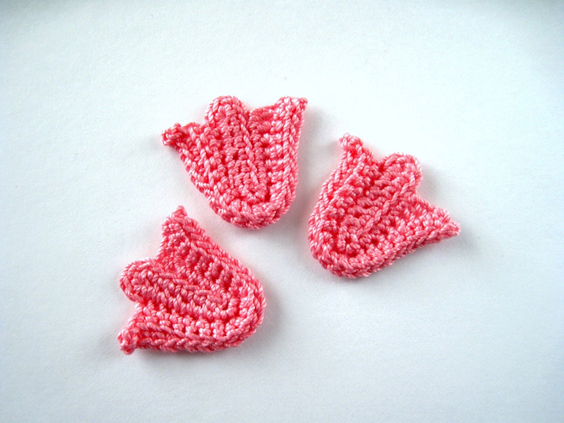 Crochet Pattern Tulip with Stem and Leaf Applique Spring Etsy