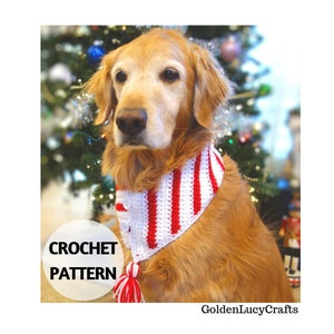 CROCHET PATTERN  Christmas Dog Scarf, Candy Cane Scarf, DIY Pet Accessories, Pet Gift