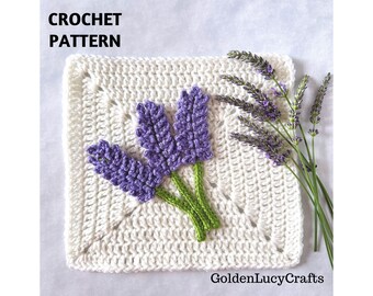 CROCHET PATTERN Lavender Square | Blanket | Floral | Granny Square