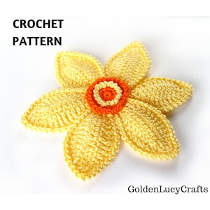 CROCHET PATTERN Daffodil Applique, Spring Flower, Narcissus