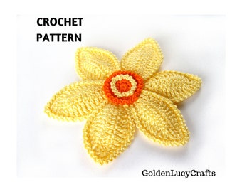 CROCHET PATTERN Daffodil Applique, Spring Flower, Narcissus