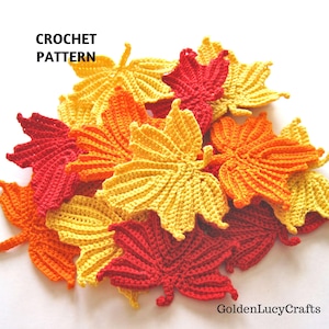CROCHET PATTERN Maple Leaf Applique Motif Embellishment Fall Autumn