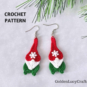 CROCHET PATTERN Gnome Earrings Christmas Crochet Jewelry