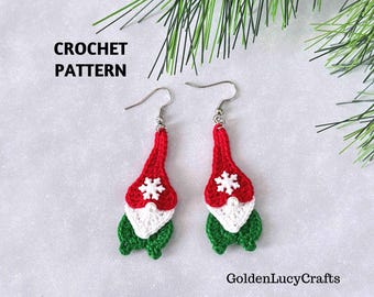 CROCHET PATTERN Gnome Earrings Christmas Crochet Jewelry