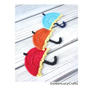 Crochet Pattern Umbrella Applique, Crochet Motif, Embellishment image 3