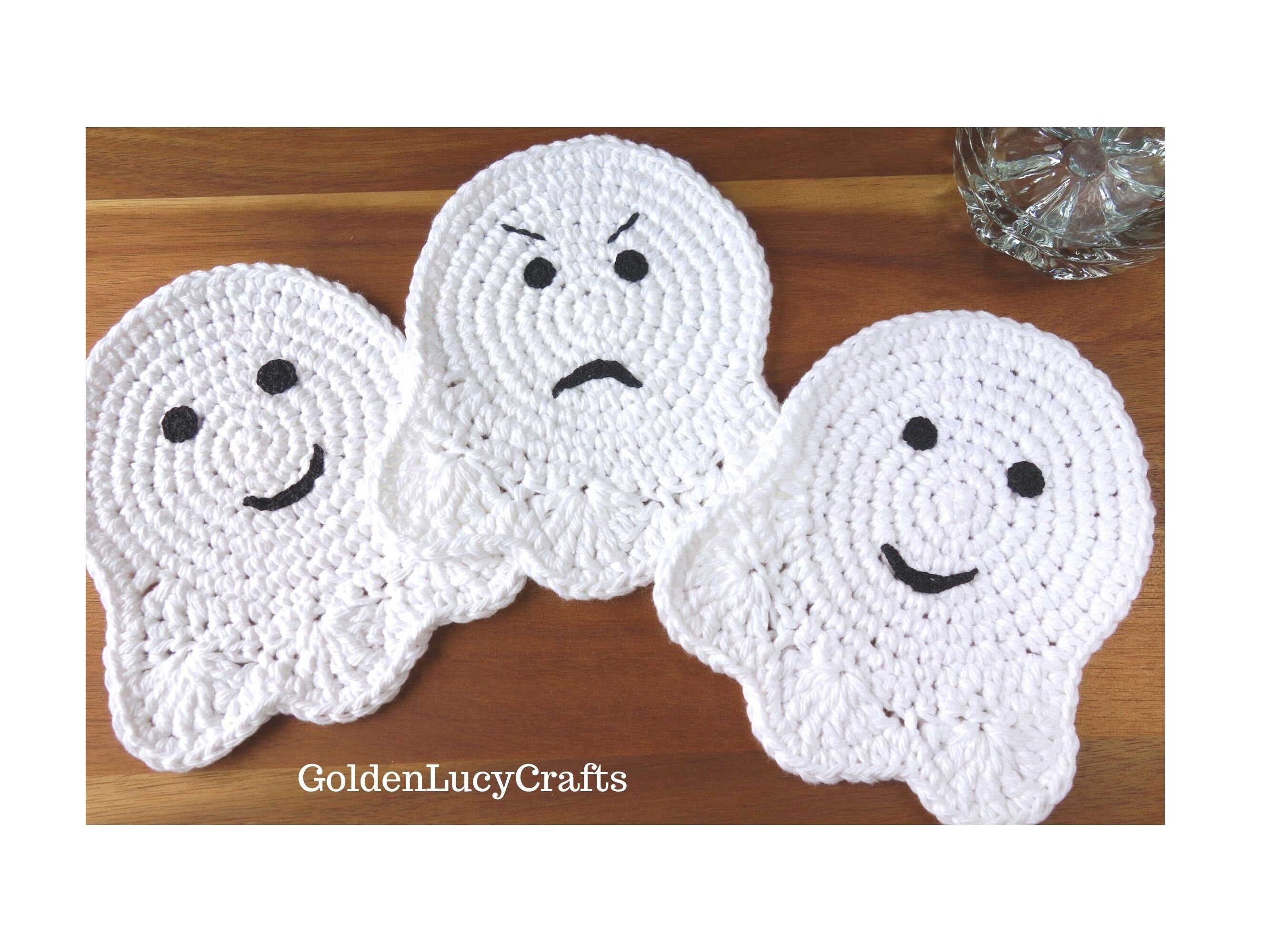 CROCHET PATTERN Ghost Coaster Applique Motif Halloween Etsy