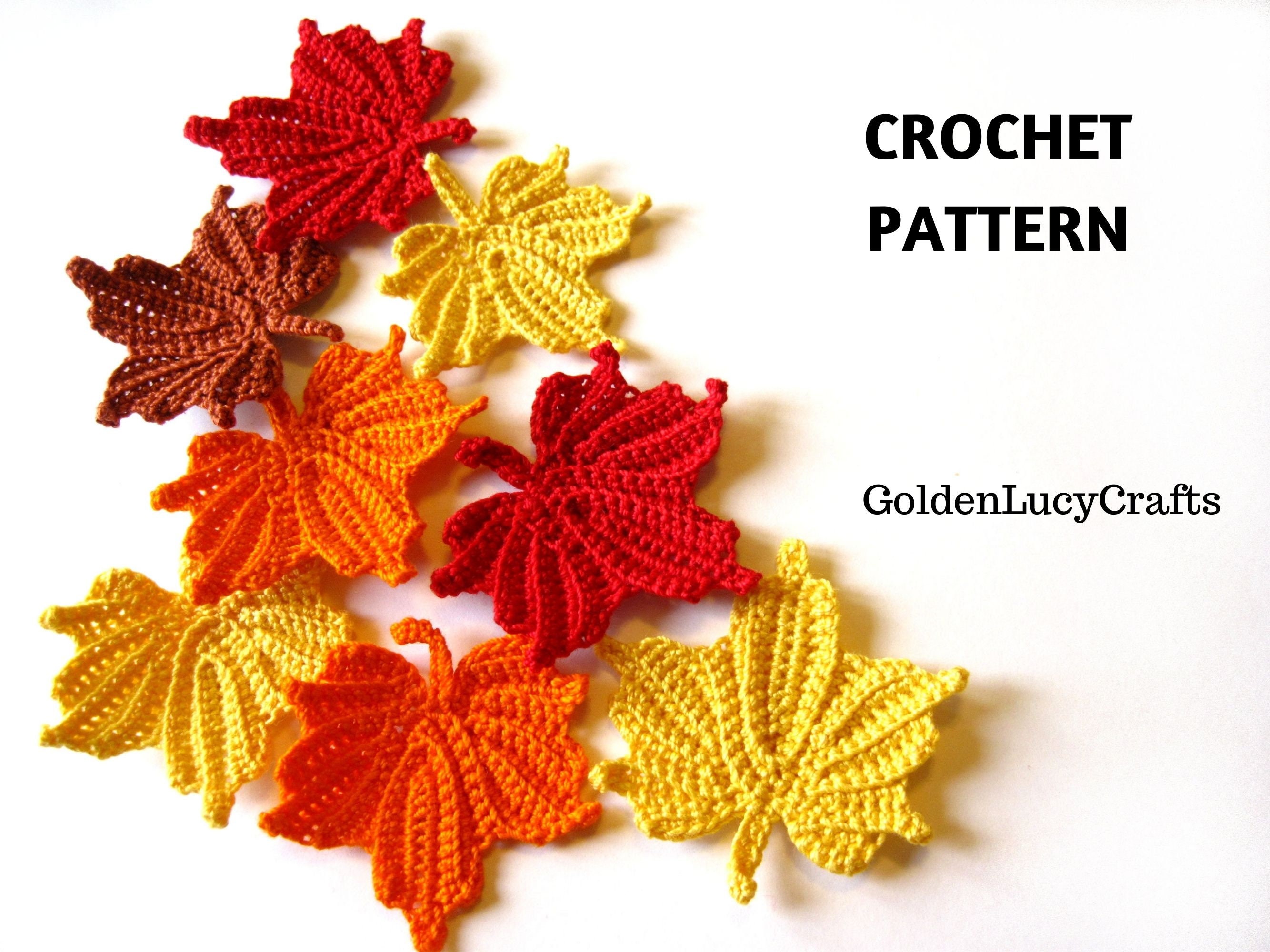 CROCHET PATTERN Small Maple Leaf Applique Motif Embellishment Fall Autumn
