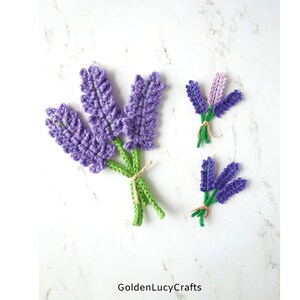 CROCHET PATTERN Lavender Applique, Flower, Motif, Embellishment image 4