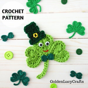 CROCHET PATTERN Shamrock in a Hat | St. Patrick's Day | Applique | Embellishment | Garland
