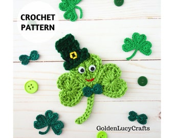 CROCHET PATTERN Shamrock in a Hat St. Patrick's Day Applique Embellishment Garland