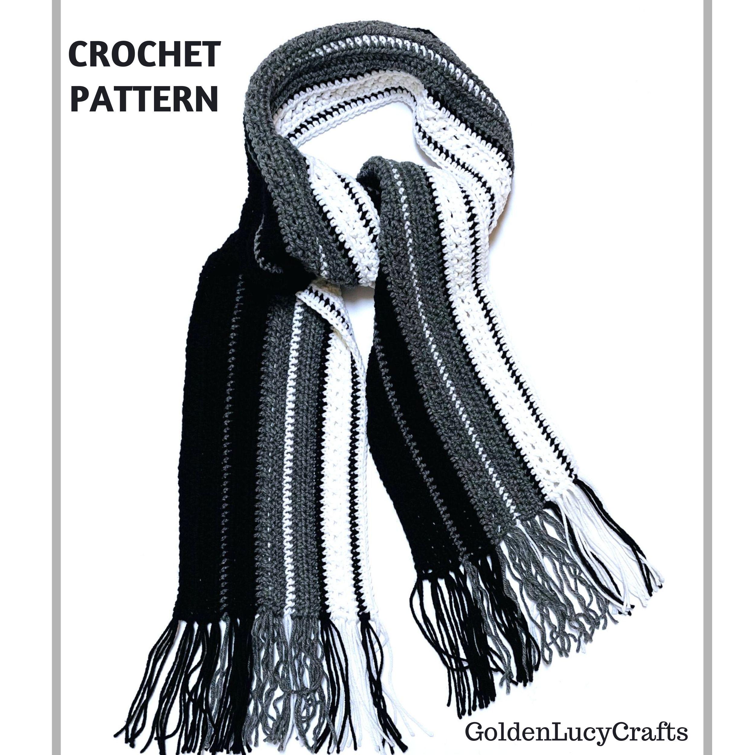 35 Beautiful and Stylish Monochrome Crochet Patterns 13 Crochet Pattern Men's Scarf
