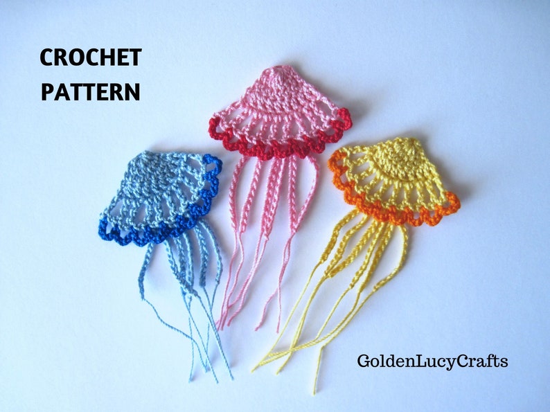 CROCHET PATTERN Jellyfish Applique Sea Motif Ocean image 1