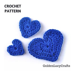 CROCHET PATTERN Heart in 3 Sizes Applique Embellishment
