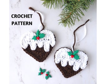 Crochet Pattern Christmas Pudding Heart Ornament