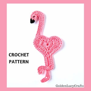 CROCHET PATTERN Flamingo Applique, Heart-Shaped Flamingo