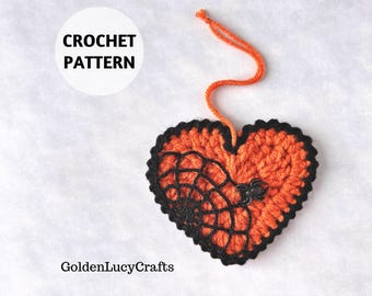 CROCHET PATTERN Halloween Heart Ornament
