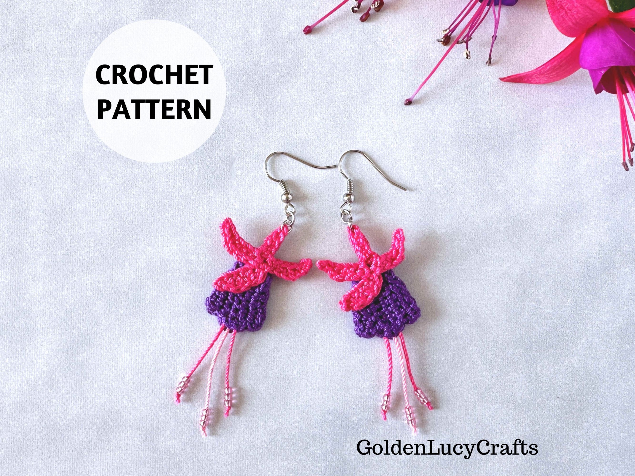 Crochet Pattern Fuchsia Earrings Crochet Jewelry
