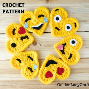 CROCHET PATTERN Heart Faces, Valentine's Day, Embellishment, Applique image 1