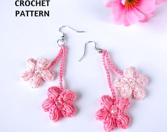 CROCHET PATTERN Cherry Blossom Earrings Crochet Jewelry