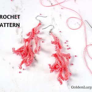 Crochet Pattern Coral Earrings, Summer, Beach Wedding, Crochet Jewelry