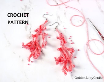 Crochet Pattern Coral Earrings, Crochet Jewelry, Summer, Beach Wedding