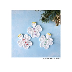 Crochet Pattern Heart Angel Applique Ornament Christmas Valentine's Day Decoration image 3