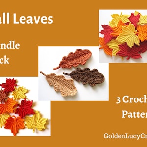 CROCHET PATTERN BUNDLE - Fall Leaves, 3 Crochet Pattern