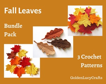 CROCHET PATTERN BUNDLE - Fall Leaves, Maple and Oak