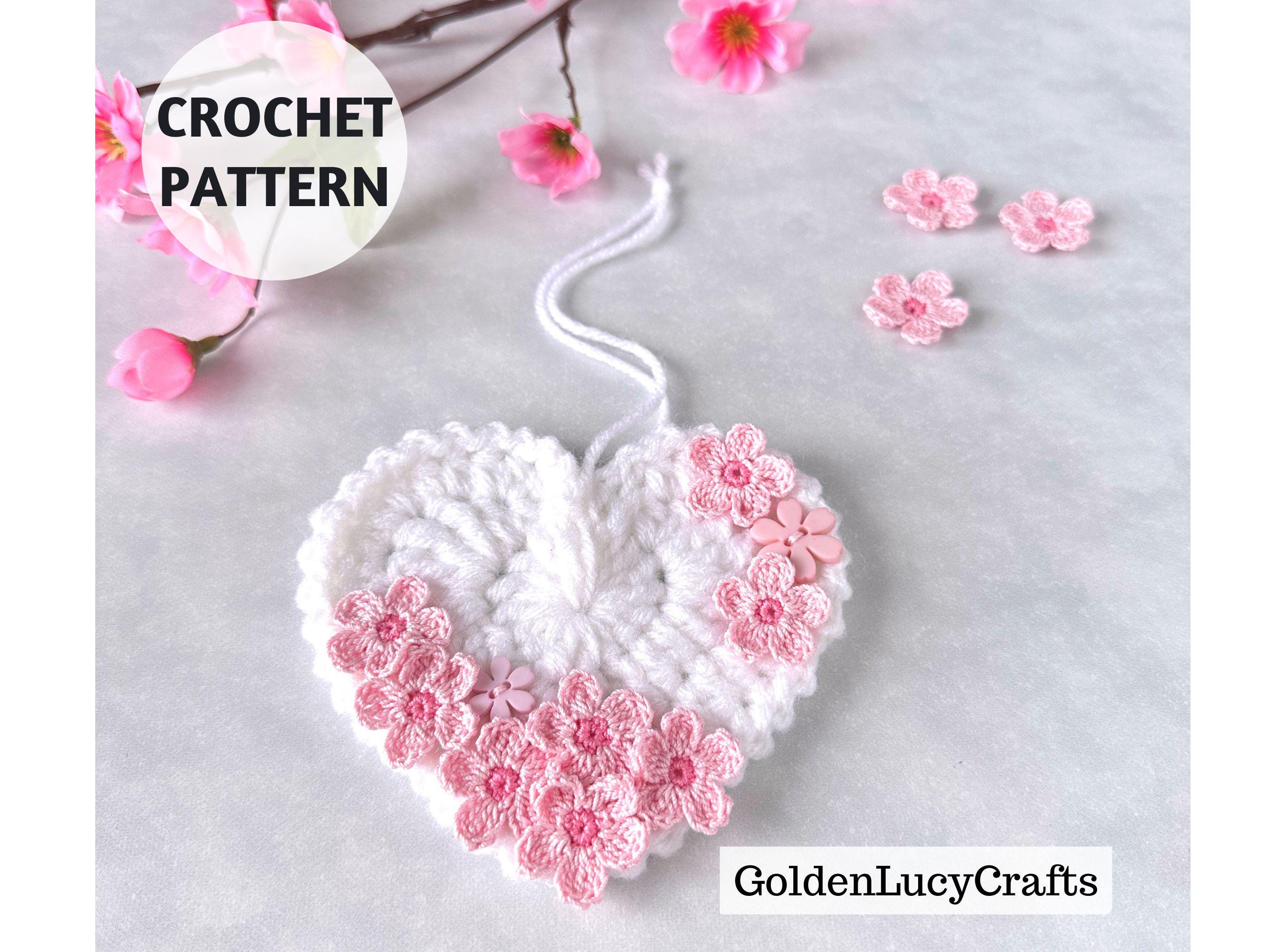 39 Cherry Blossom Crochet Patterns for Spring Decor, Gifts and Accessories 12 Crochet Pattern Cherry Blossom Heart Ornament