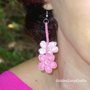 CROCHET PATTERN Cherry Blossom Earrings Crochet Jewelry image 2