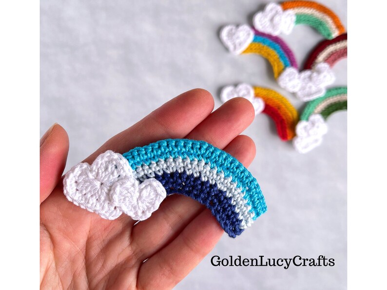 CROCHET PATTERN Rainbow Applique Heart Cloud image 2