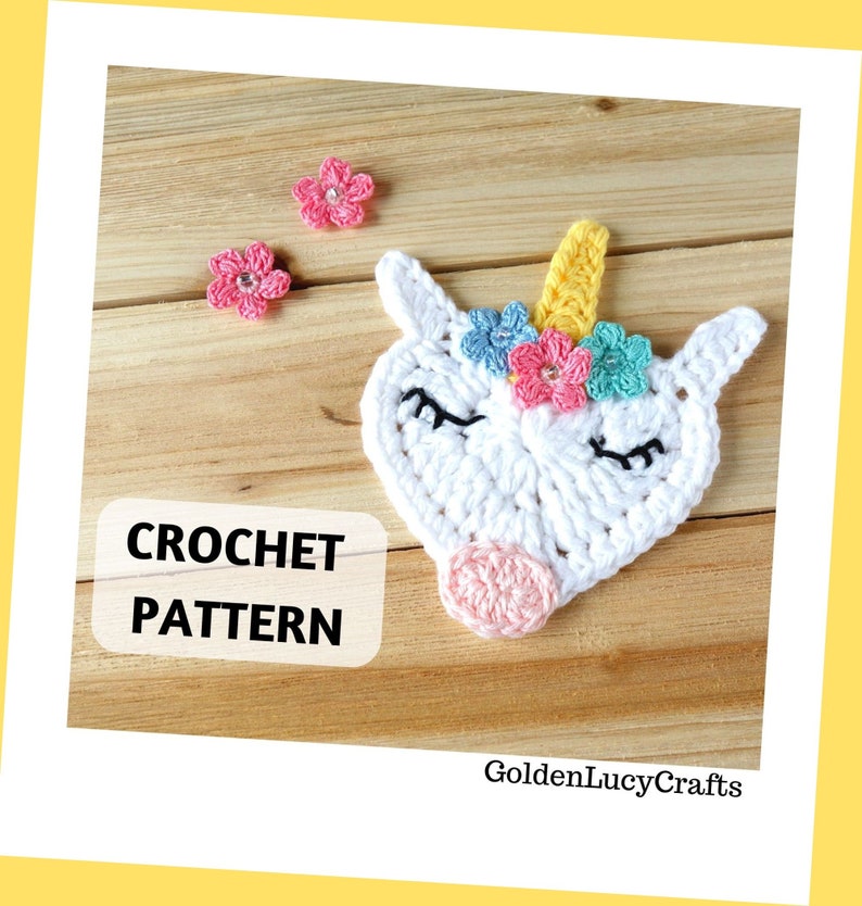 Download Crochet Pattern Unicorn Applique Motif Ornament | Etsy