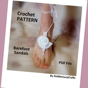 CROCHET PATTERN Barefoot Sandals, Sea Shell, Bridal, Summer, Beach Wedding, Yoga