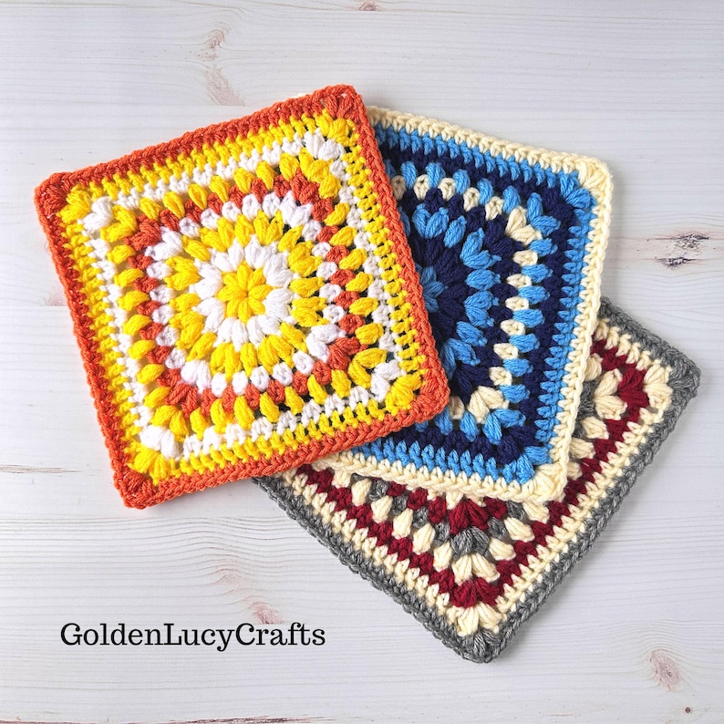 Crochet Pattern Puff Stitch Granny Square Block - Etsy
