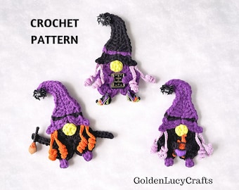 CROCHET PATTERN Witch Gnome | Applique | Halloween Decoration
