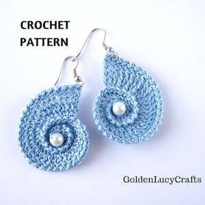 Crochet PATTERN Sea Shell Earrings, Summer, Beach Wedding, Ocean Theme, Bridal Earrings image 1