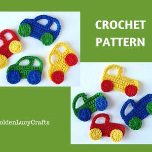 Crochet Pattern Car and Truck Applique, Transportation, Boy, Embellishment, Scrapbooking