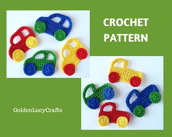 Crochet Pattern Car and Truck Applique, Transportation, Boy, Embellishment, Scrapbooking