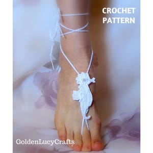 CROCHET PATTERN Barefoot Sandals Seahorse, Bridal, Summer, Beach, Wedding, Yoga