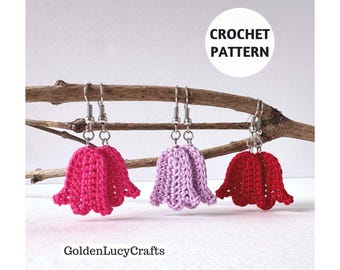 CROCHET PATTERN Tulip Earrings | Jewelry |Lightweight Dangle Earrings | Spring Accessory