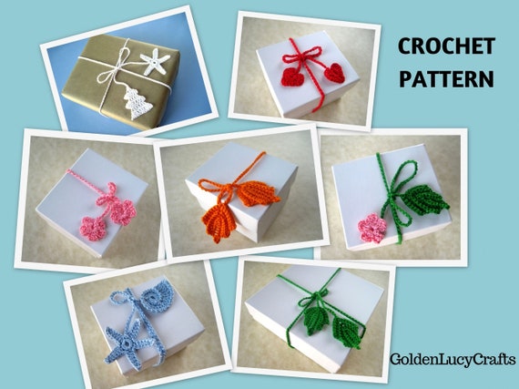 CROCHET PATTERN Gift Wrapping Ribbons Ties Packaging Holidays
