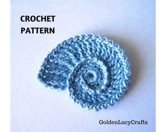 Crochet Pattern Sea Shell Applique, Sea Motif