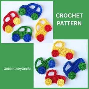 Crochet Pattern Car and Truck Applique, Transportation, Boy, Embellishment, Scrapbooking